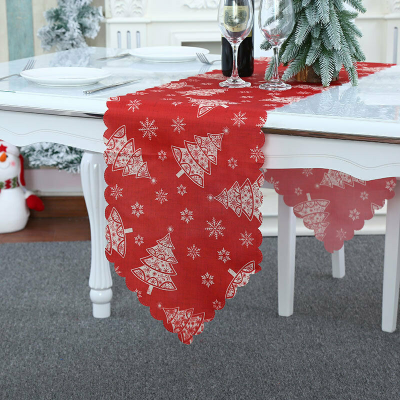 Christmas Table Runner Double Layer Cotton cloth Cover Home Party Decorations