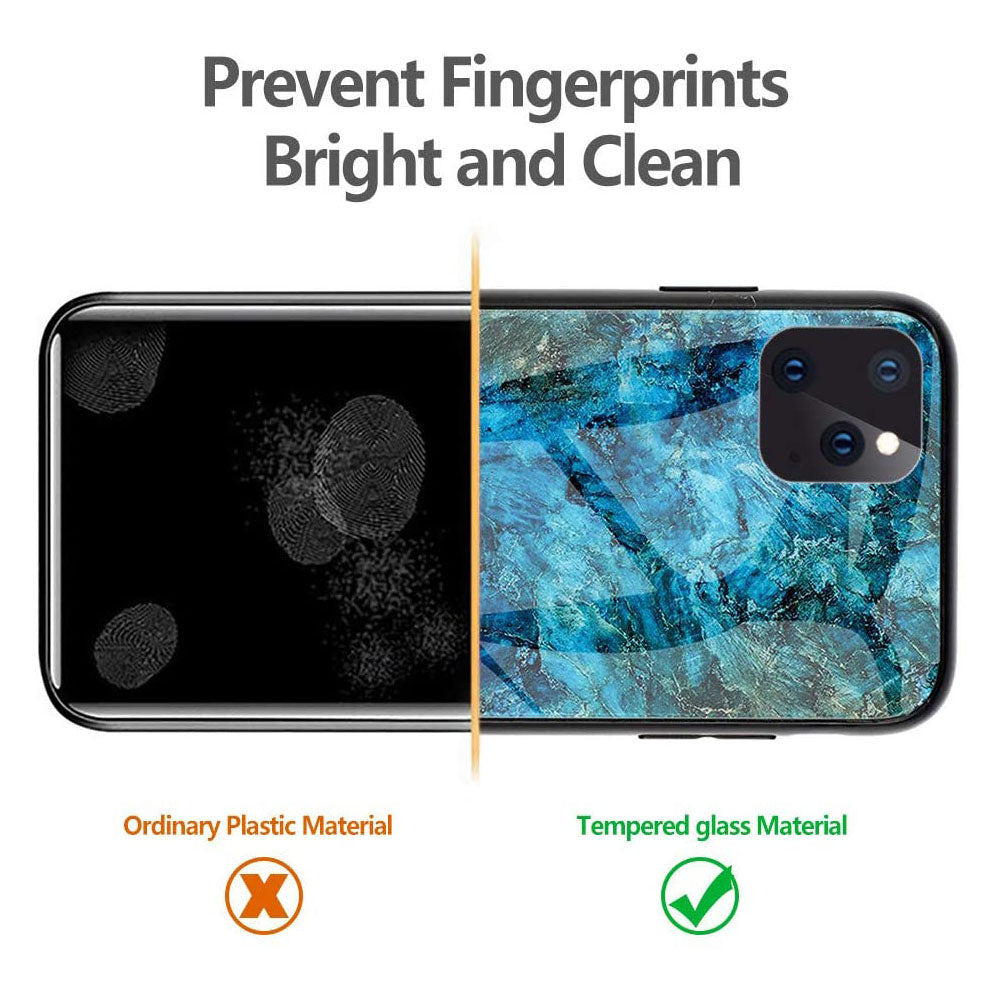 For iPhone 12 Pro Max Case Shockproof Glass Marble Soft Tough Cover