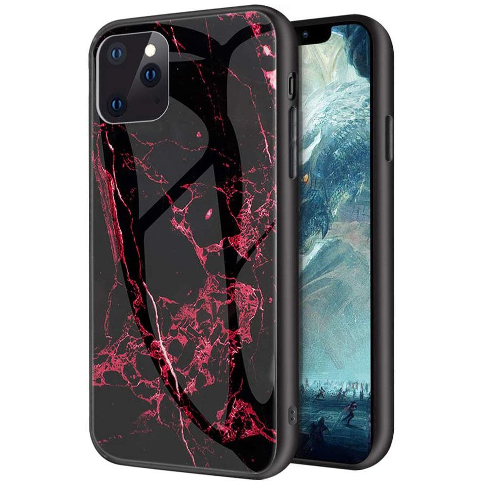 For iPhone 12 Pro Case Shockproof Glass Marble Soft Tough Cover