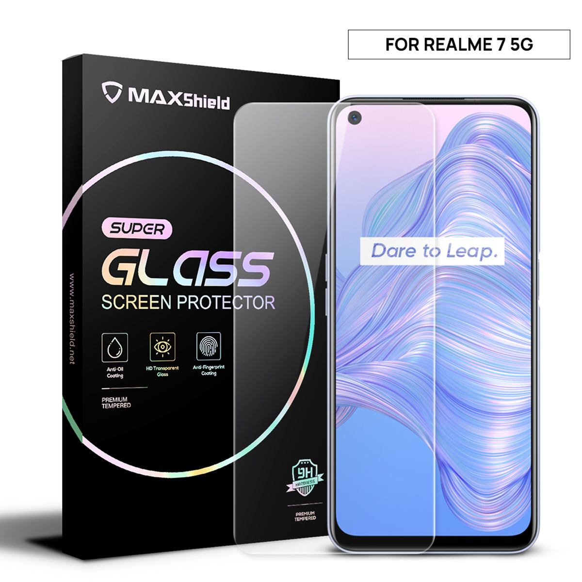 For Realme 7 5G MAXSHIELD Full Cover 9H Tempered Glass Screen Protector