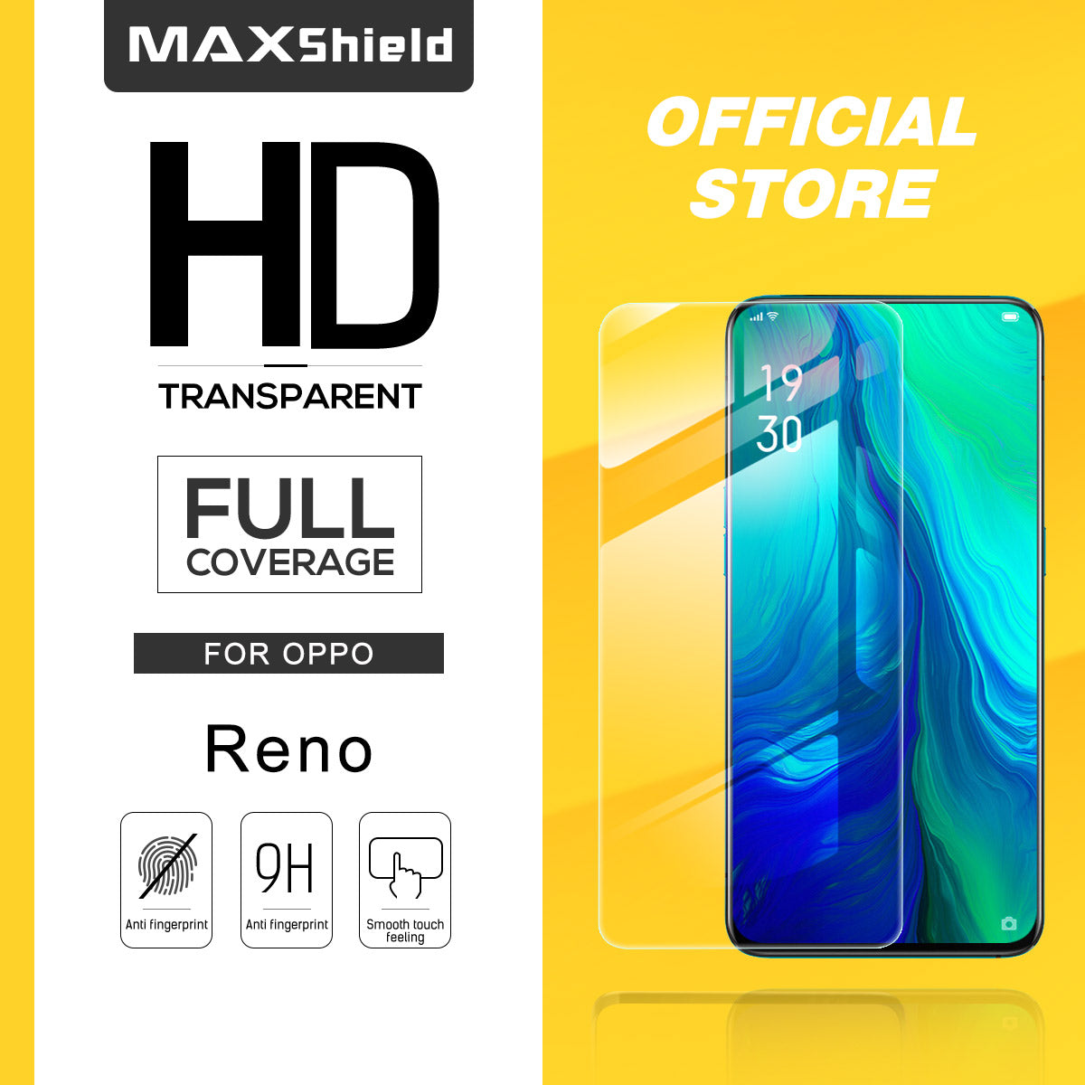 MAXSHIELD OPPO Reno 5G Full Adhesion Tempered Glass Screen Protector