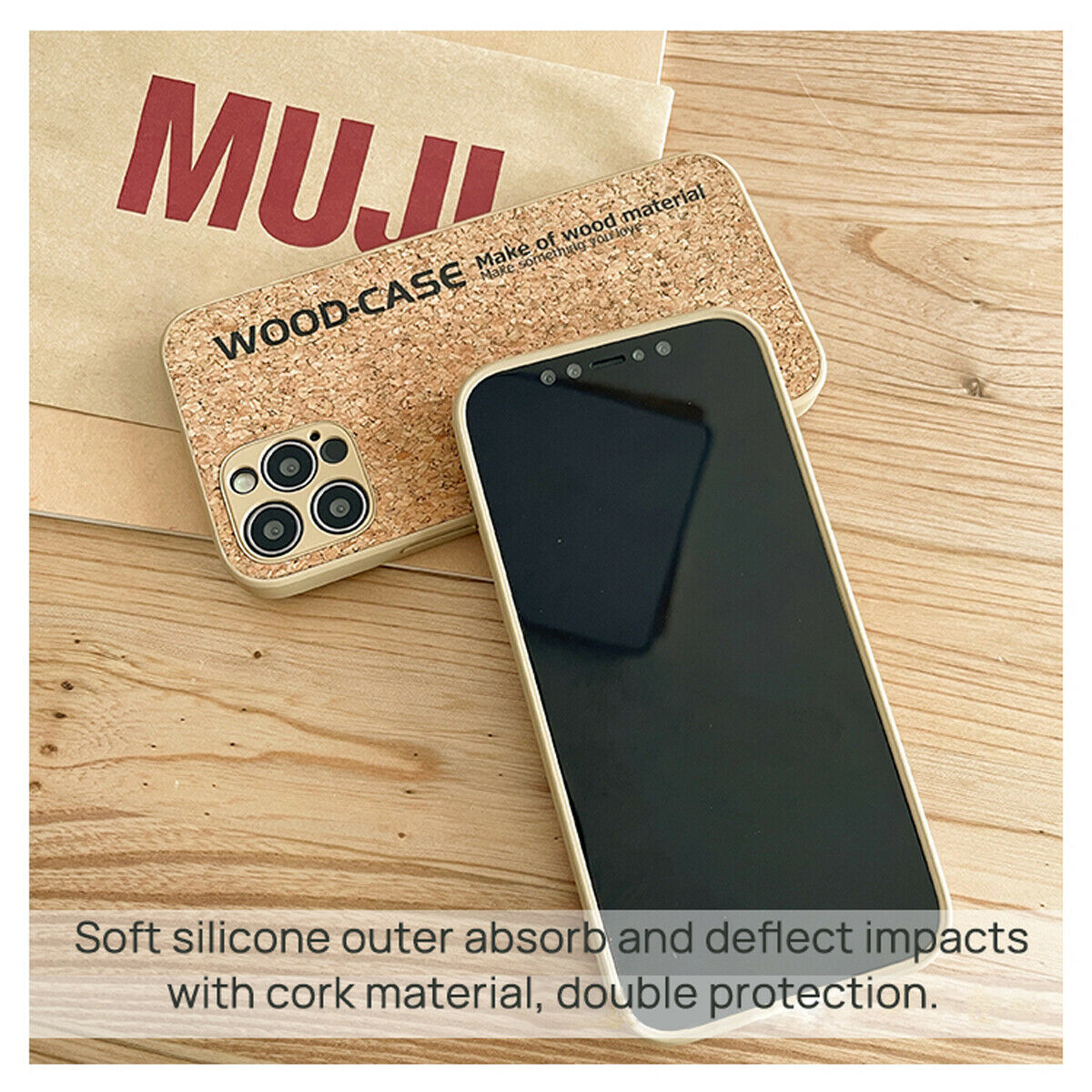 For Apple iPhone 12 Pro Max Shockproof Case Soft Cork Wood TPU Slim Hard Cover