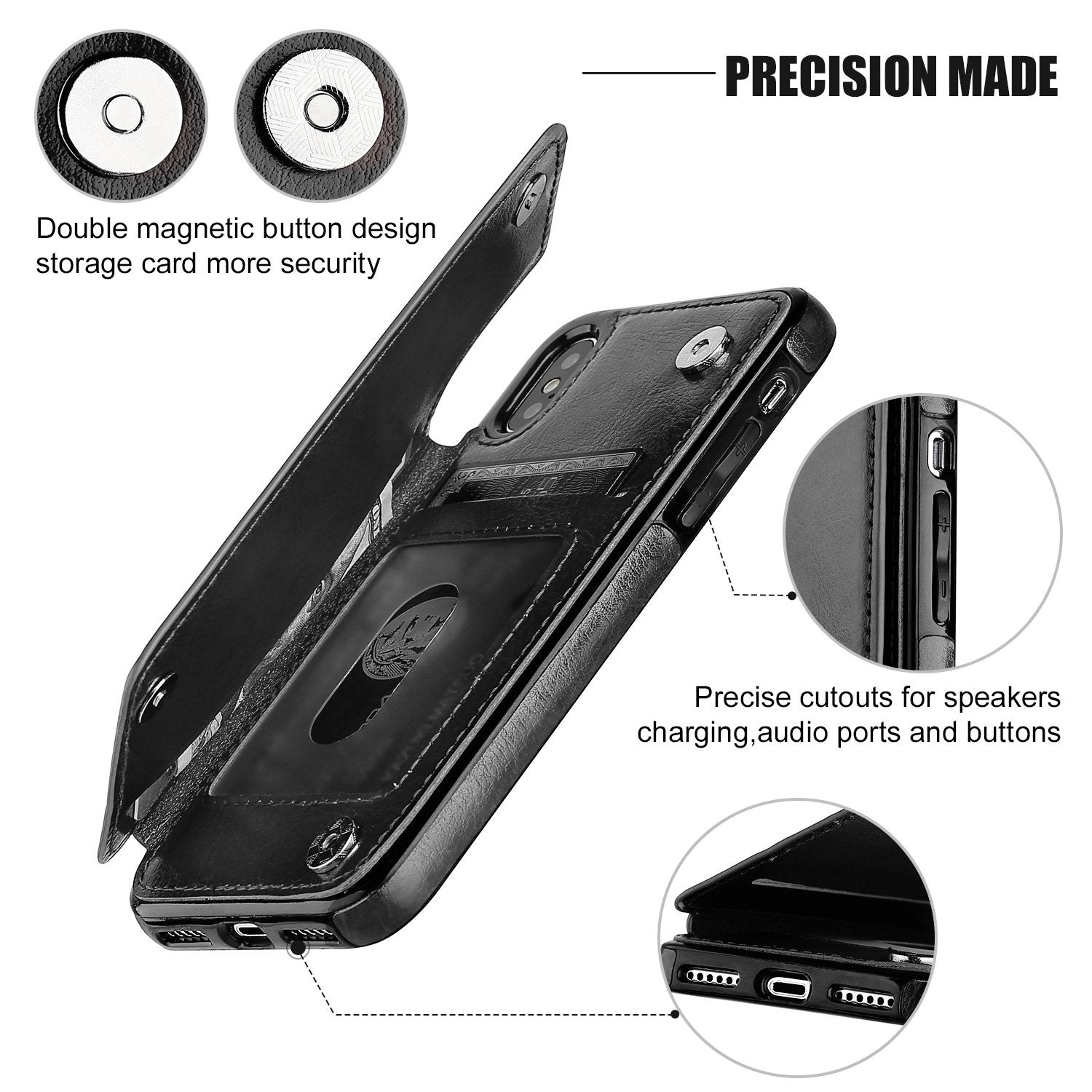 iPhone XS Leather Wallet Case Magnetic Flip Card Shockproof Cover