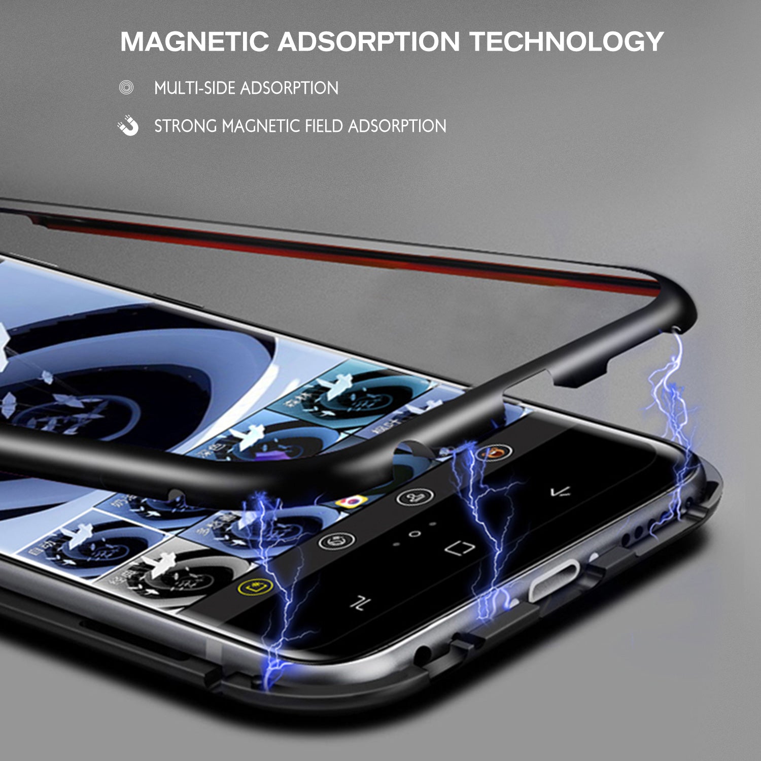 For Galaxy S10 Magnetic Metal Tempered Glass Case Cover-Black, White, Red