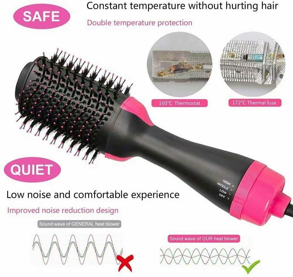 One-Step Hair Dryer 4in1 Styler Volumizer Straightener Curler Comb Hot Air Brush