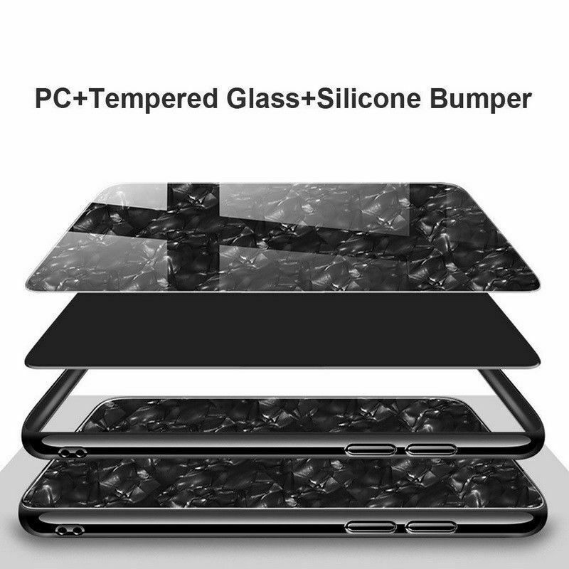 For Samsung S10 Case Luxury Tempered Glass Back Shockproof Cover-Black