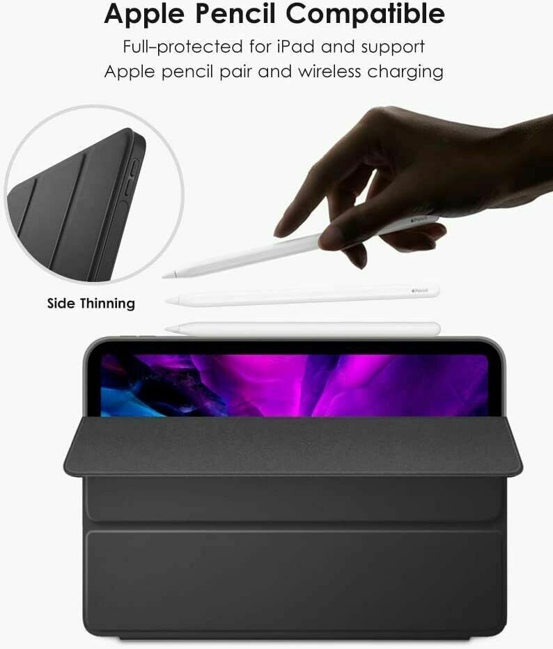 For iPad Pro 2021 12.9 Inch  Leather Case Cover Pencil Charging