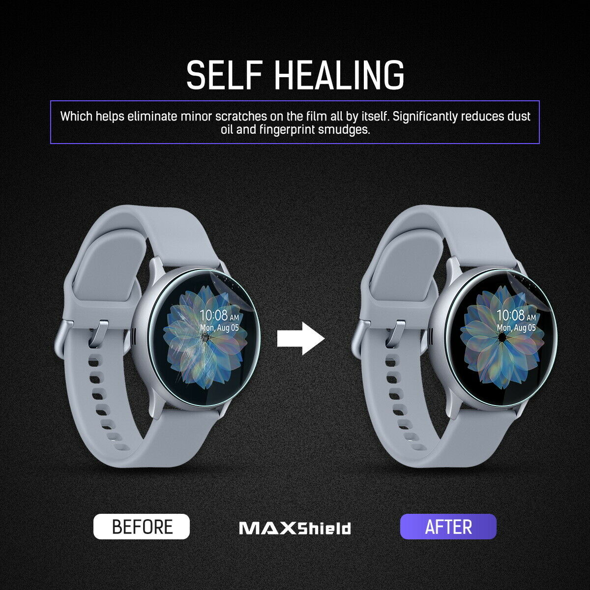 Maxsheld Samsung Galaxy Watch Active Full Coverage Waterproof Screen Protector