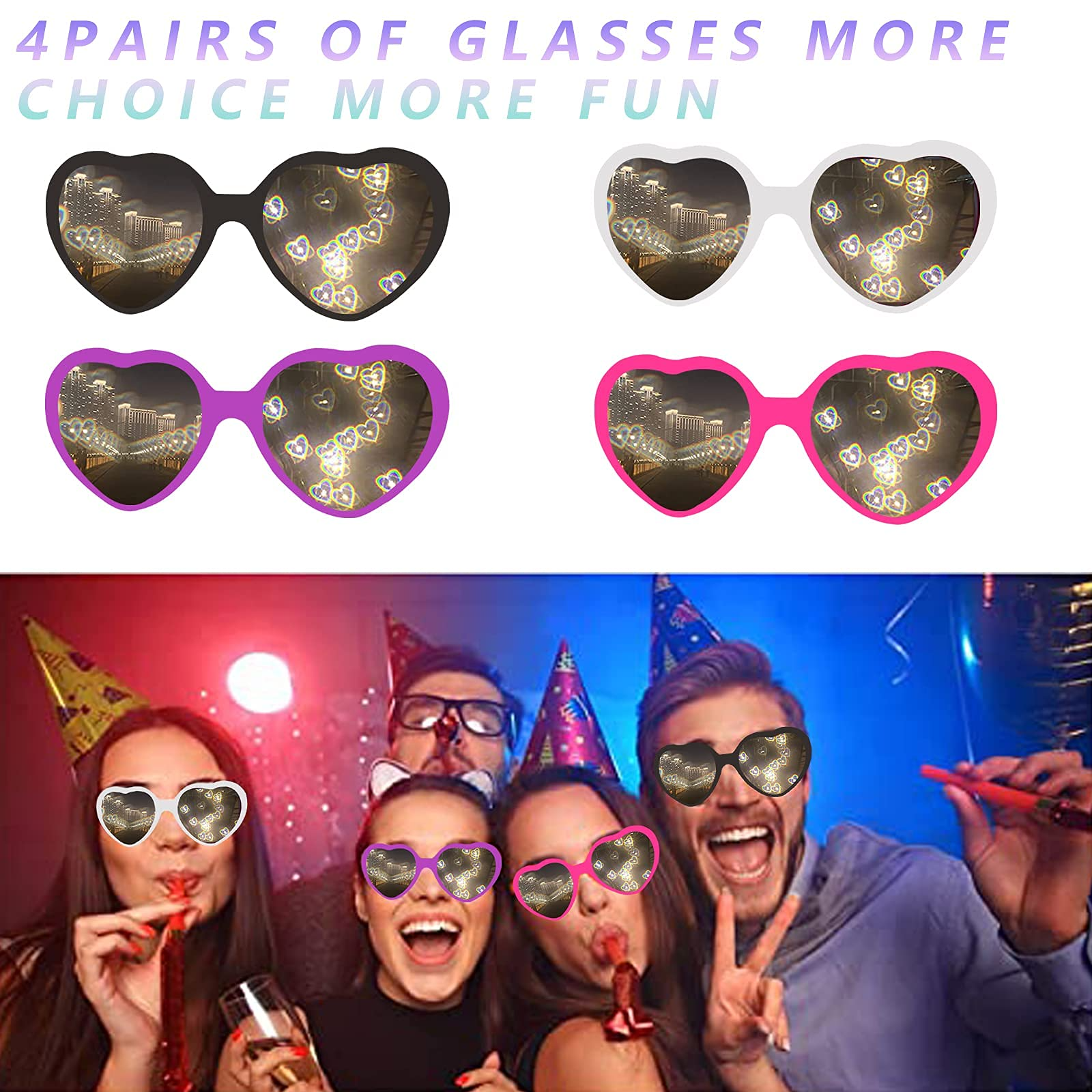 Effect Glasses Heart-shaped Diffraction Lights Become Love Image Sunglasses
