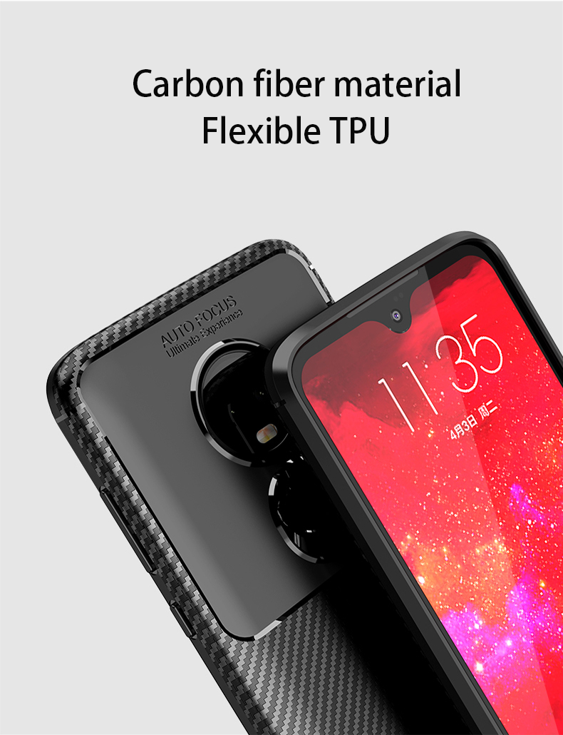 Motorola Moto E5 Shockproof Carbon Fiber soft Case Cover