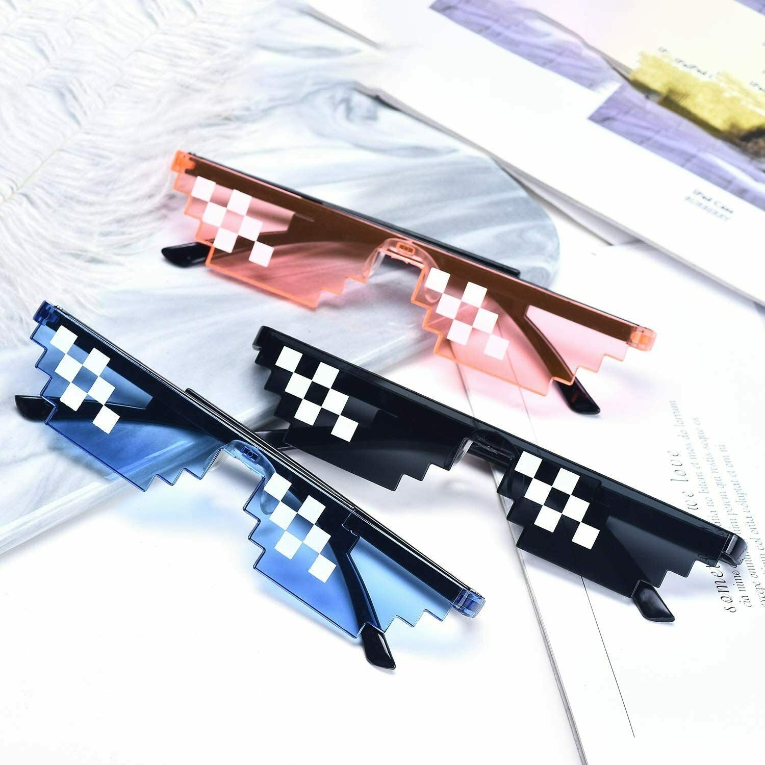 Thug Life Sunglasses With It 8 Bits Pixel Props Mosaic Fashion Goggles Glasses