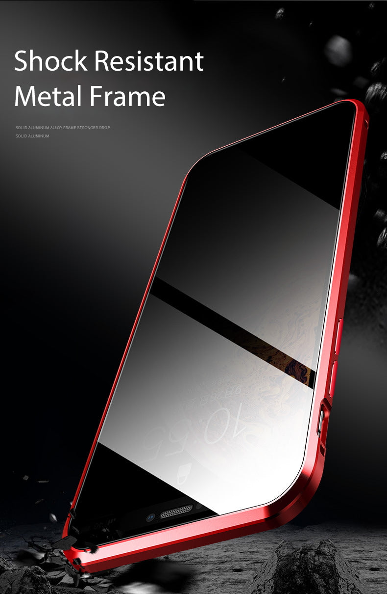 iPhone XS MAX  Case Magnetic Metal Anti Spy Tempered Glass Cover