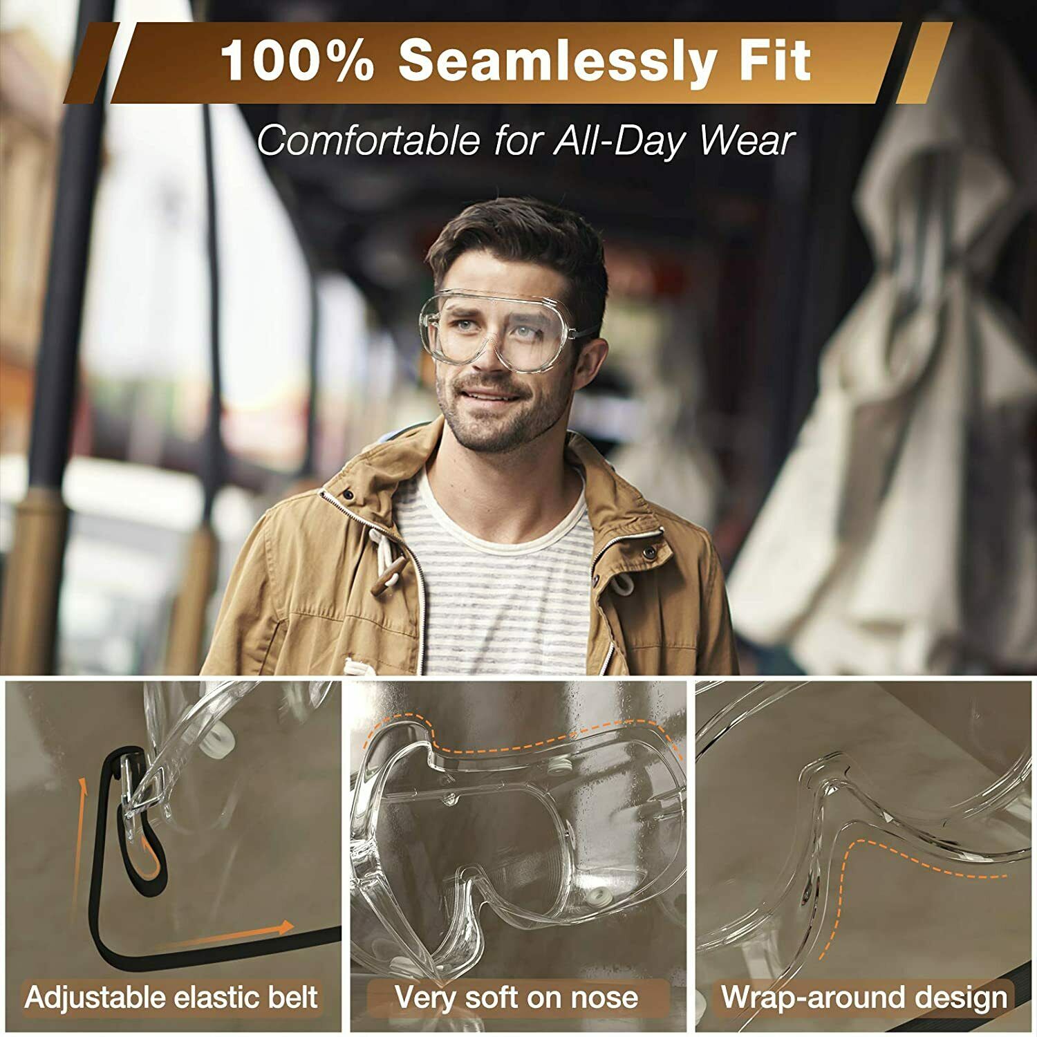 3 Packs Anti Fog Eye Protective Safety Goggles Lab Work Clear Goggles Glasses