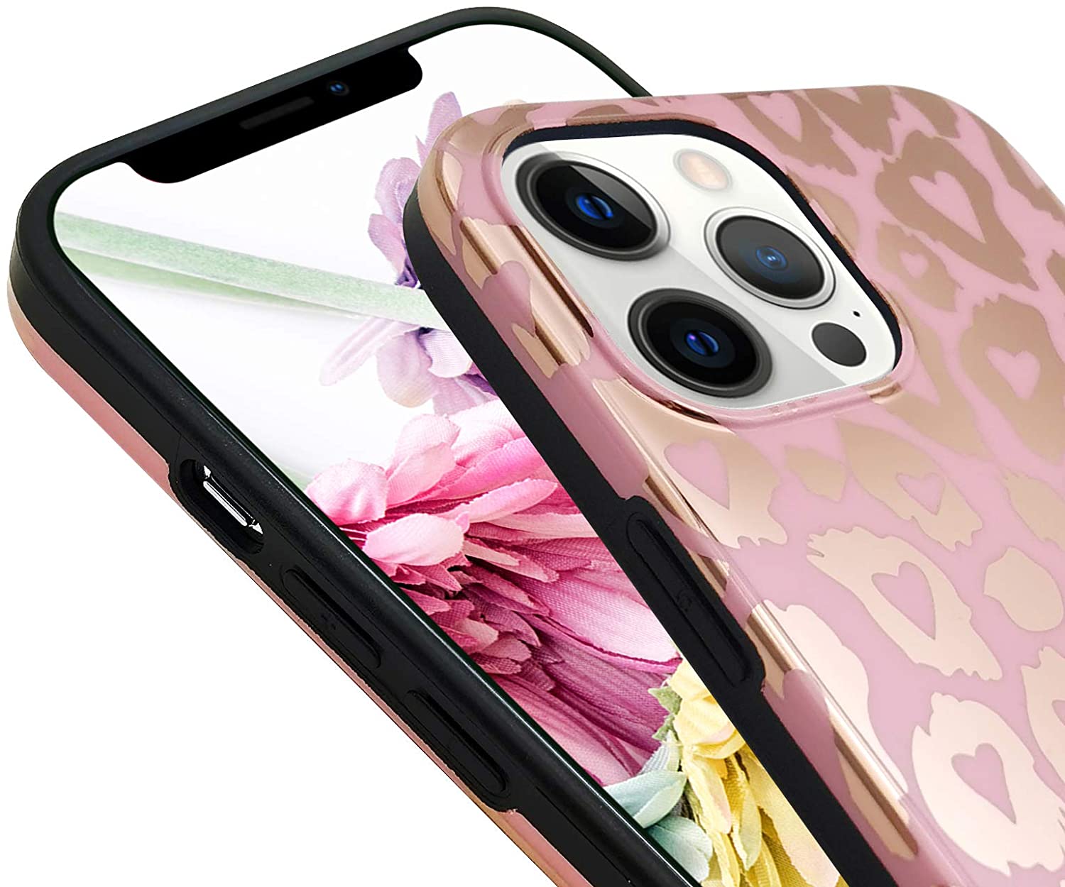 For iPhone 12 leopard Clear Pink Panther Case Slim Shockproof Soft Cover