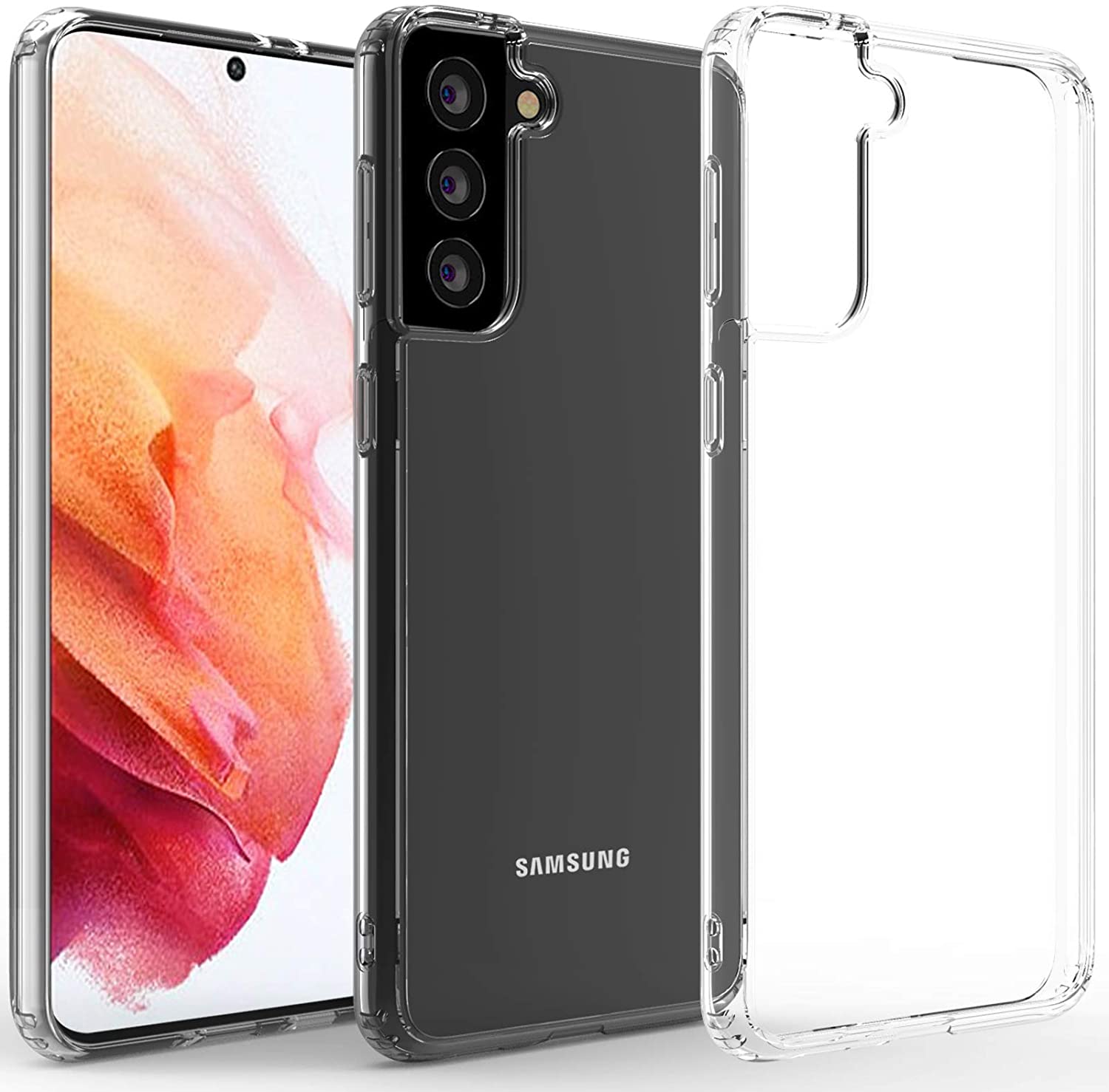 Fr Samsung Galaxy S21 FE Case Hard Clear Slim Cover+Lens Camera Screen Protector