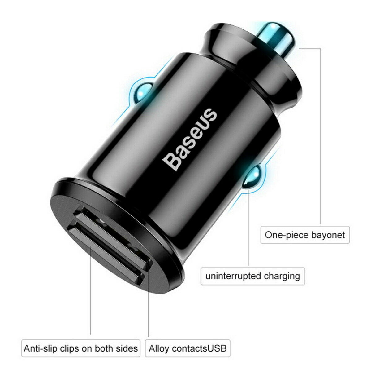 Ultra mini Baseus 3.1A Fast Charging Dual Ports USB Car Phone Charger Adapter