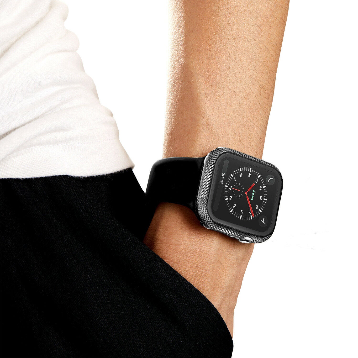 Apple Watch Series SE/6/5/4 40mm 360° TPU Carbon Fiber Full Cover Tempered Glass Case