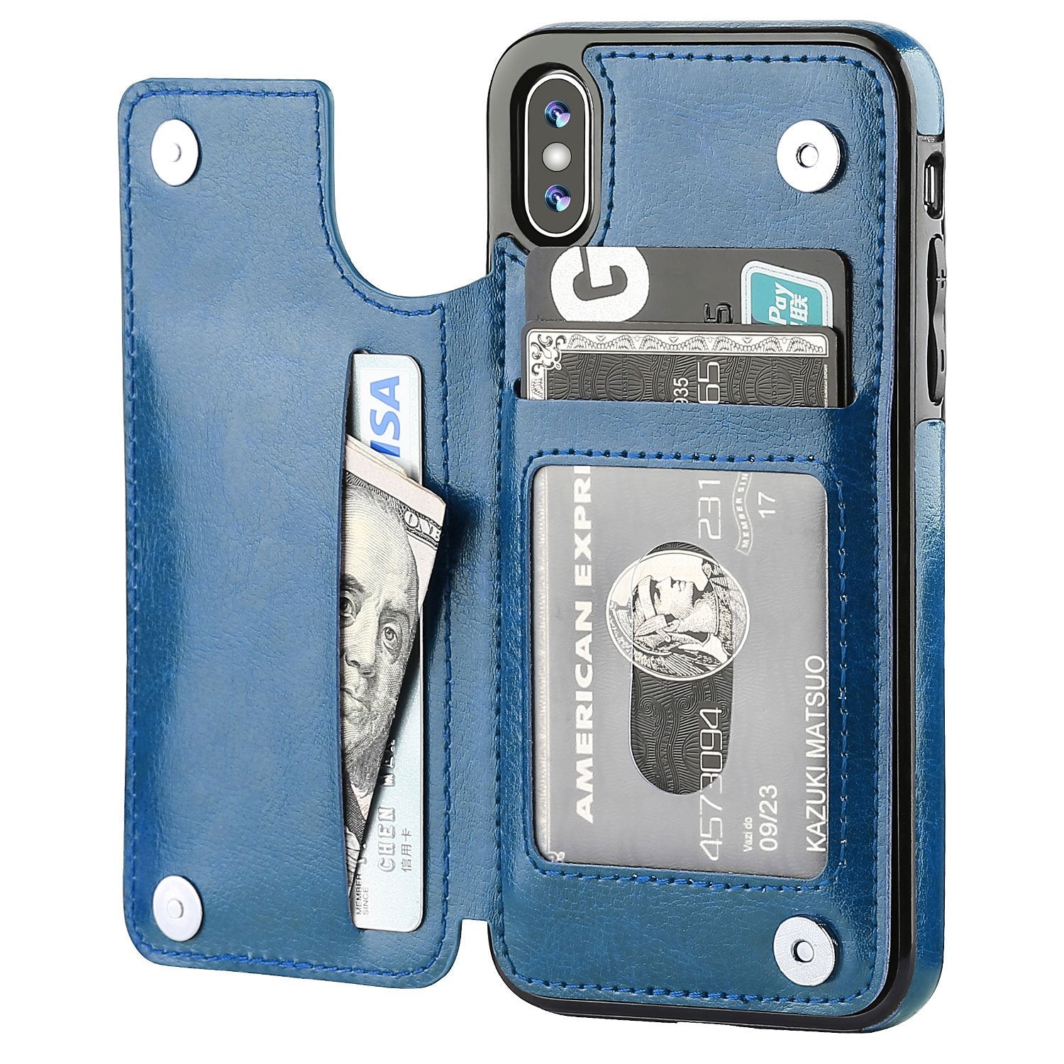 iPhone XR Leather Wallet Case Magnetic Flip Card Shockproof Cover