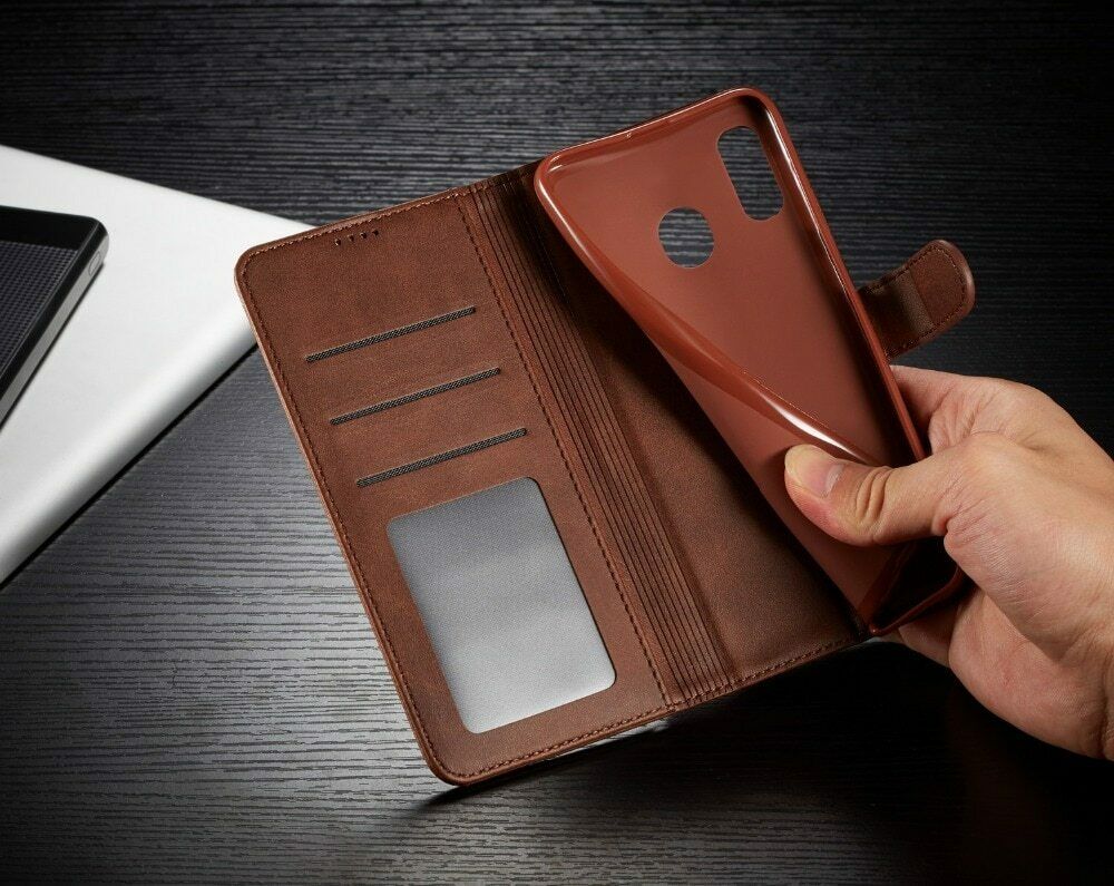 Samsung Galaxy A30 Wallet Leather Case Flip Magnetic Card Slot Cover-Black