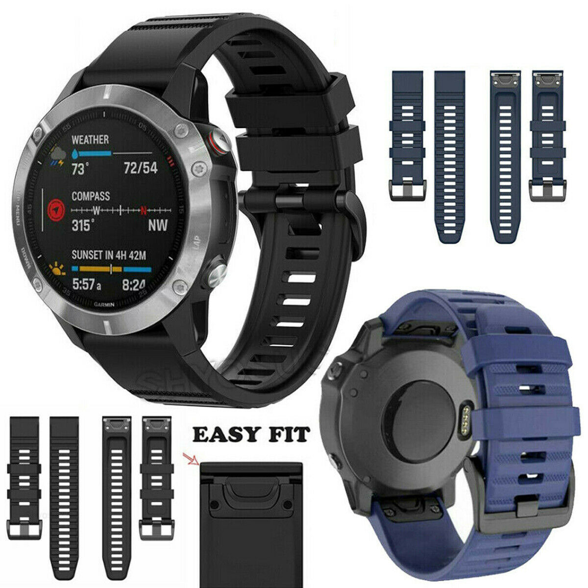 For Garmin Fenix 6 6S 6X PRO 5 5S 5X Plus Silicone Band Replacement Sports Strap