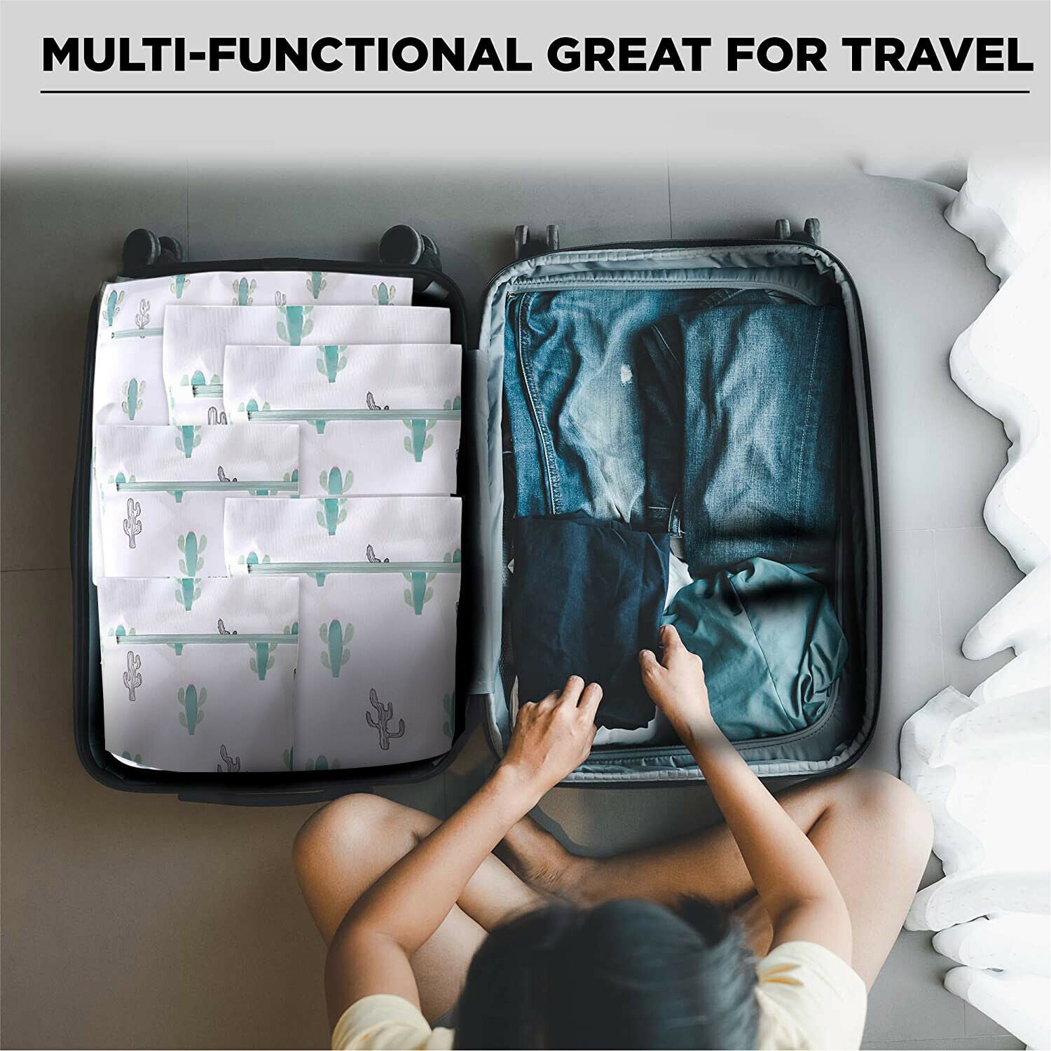 4PCS Cute Delicates Wash Bag Laundry Lingerie Bra Washing Pack Set Clothes Case