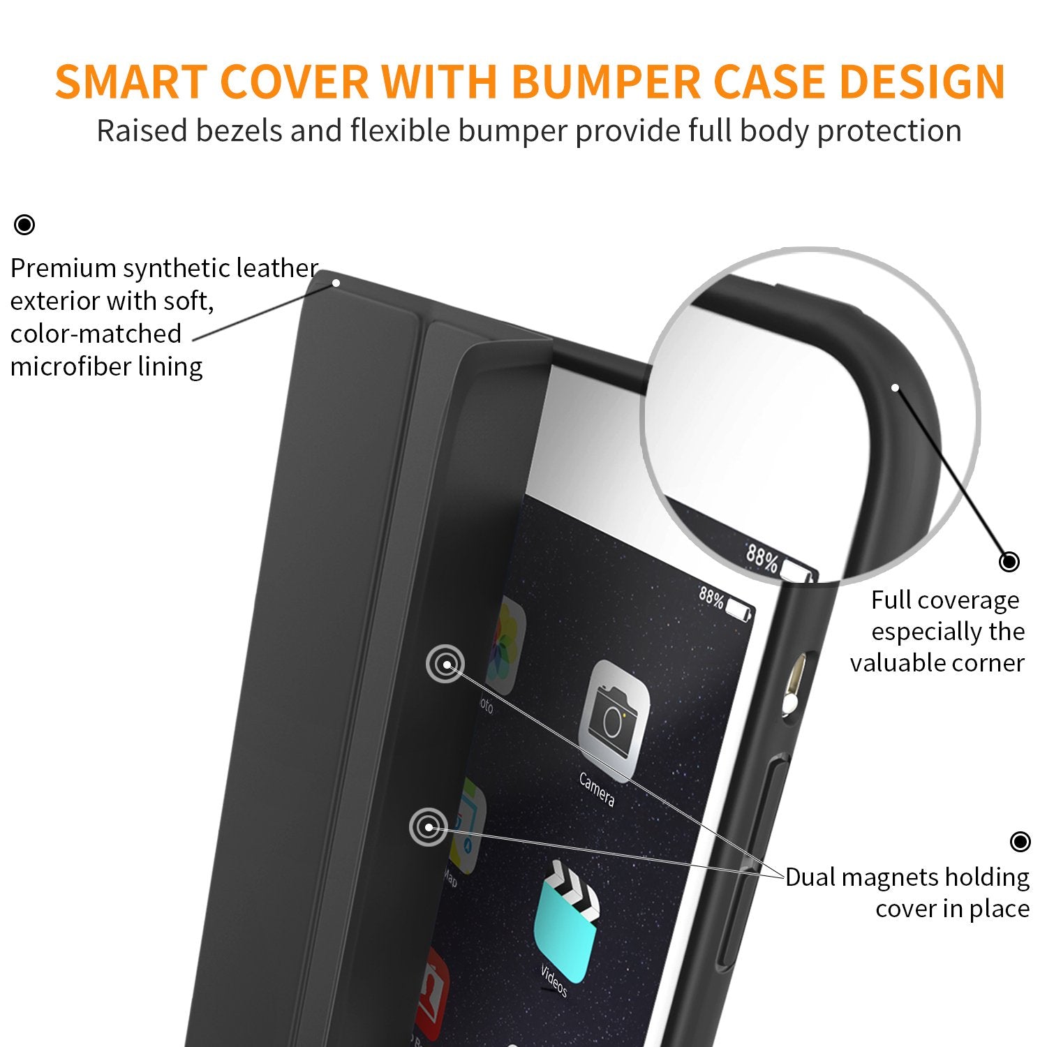 Apple iPad Pro 9.7 Leather Shockproof Flip Smart Case Cover