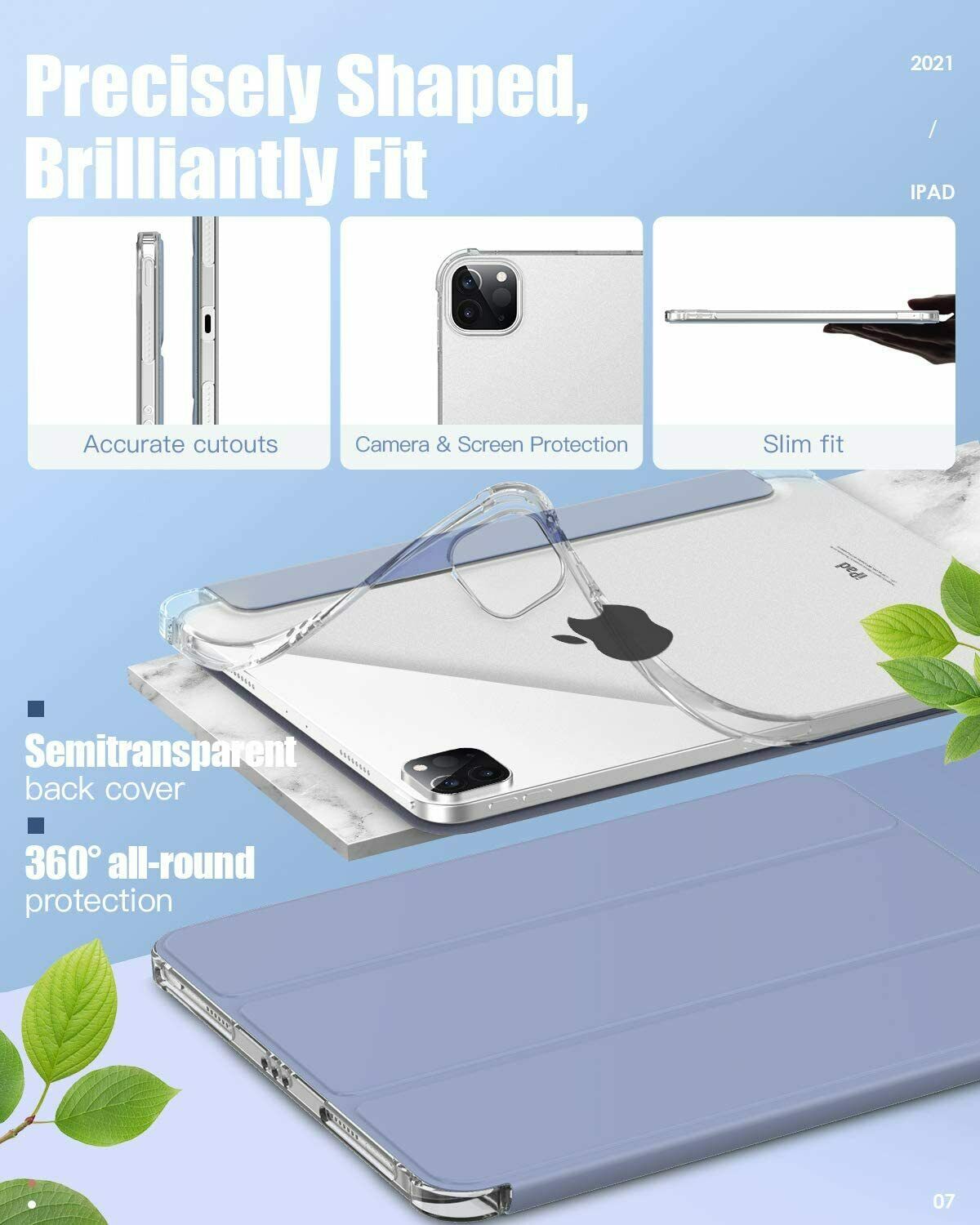 For Apple iPad Pro 11" 2021(5th Gen) Clear Case Shockproof Heavy Duty Cover