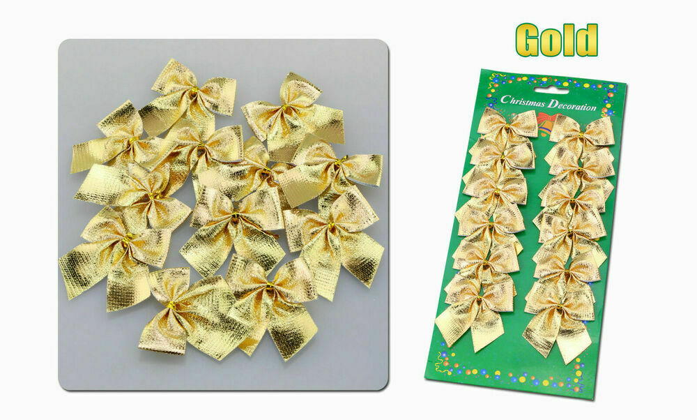 24/48 Bow Christmas Tree Handing Xmas Ornament Bowknot Party Wedding Decoration
