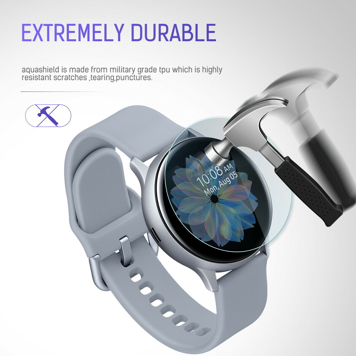 Maxsheld Samsung Galaxy Watch Active Full Coverage Waterproof Screen Protector