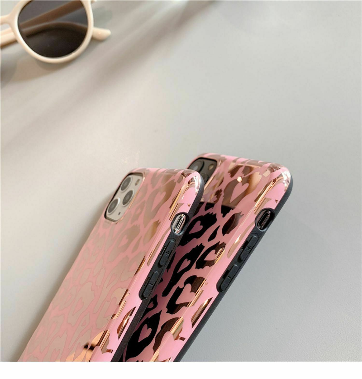 For iPhone 12 Pro Max leopard Clear Pink Panther Case Slim Shockproof Soft Cover