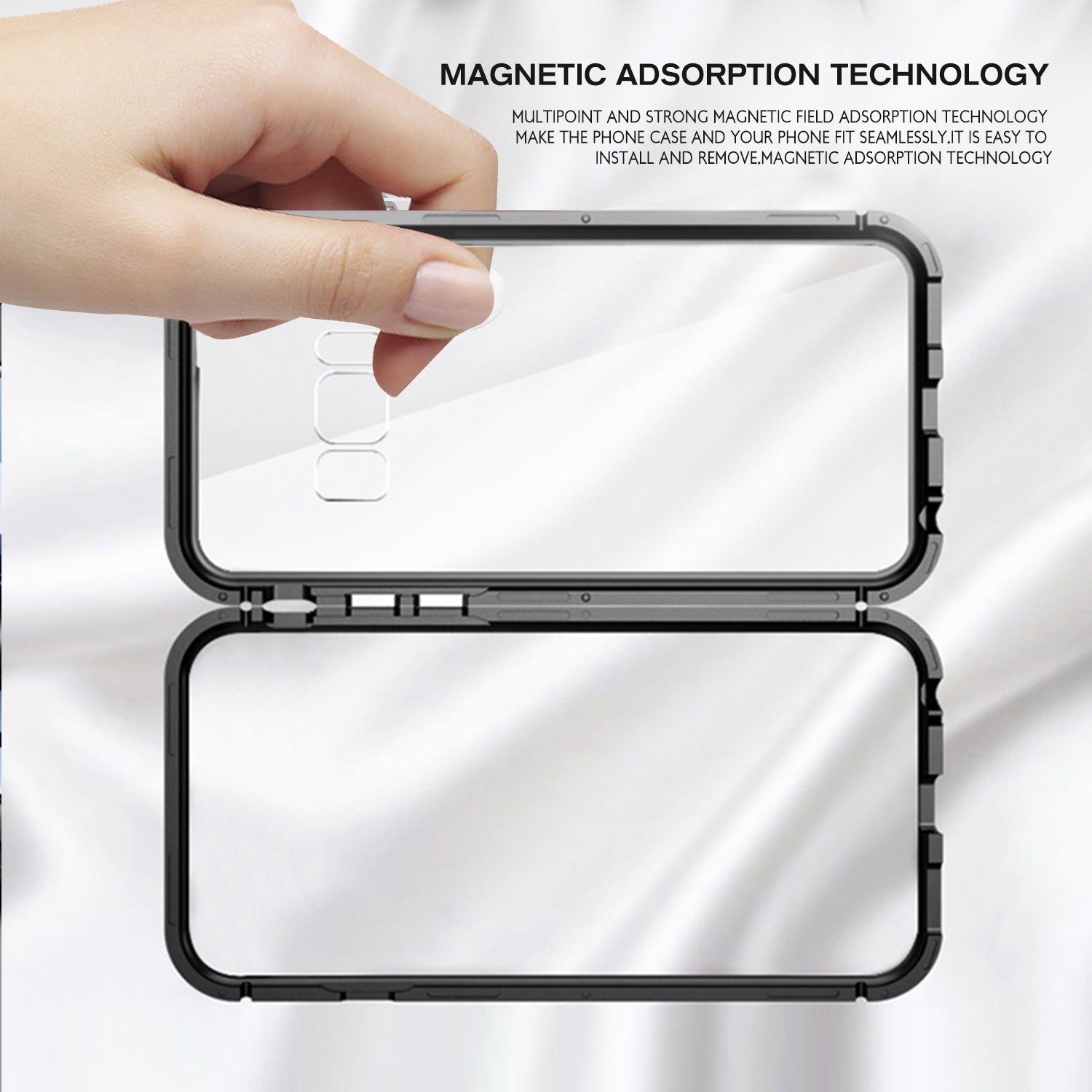 For Galaxy S9 Plus Magnetic Metal Tempered Glass Case Cover-Black, White, Red