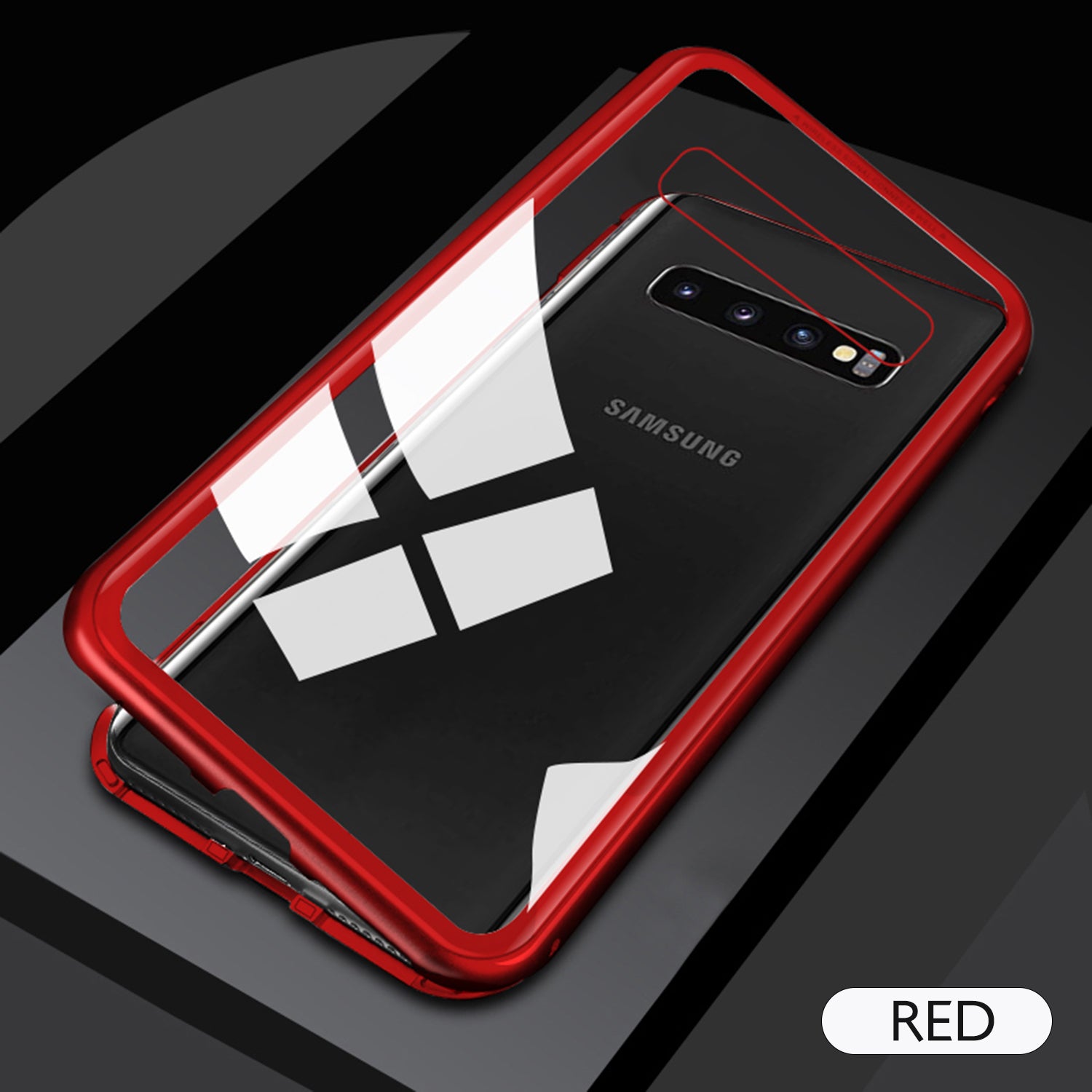 For Galaxy S9 Plus Magnetic Metal Tempered Glass Case Cover-Black, White, Red