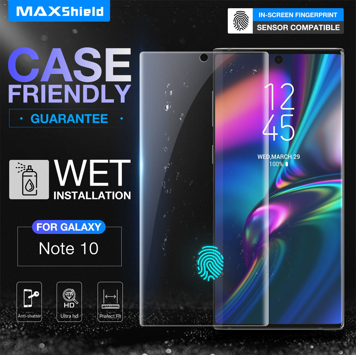 Galaxy Note 10 Plus 5G Screen Protector MaxShield HD Aqua Crystal for Samsung