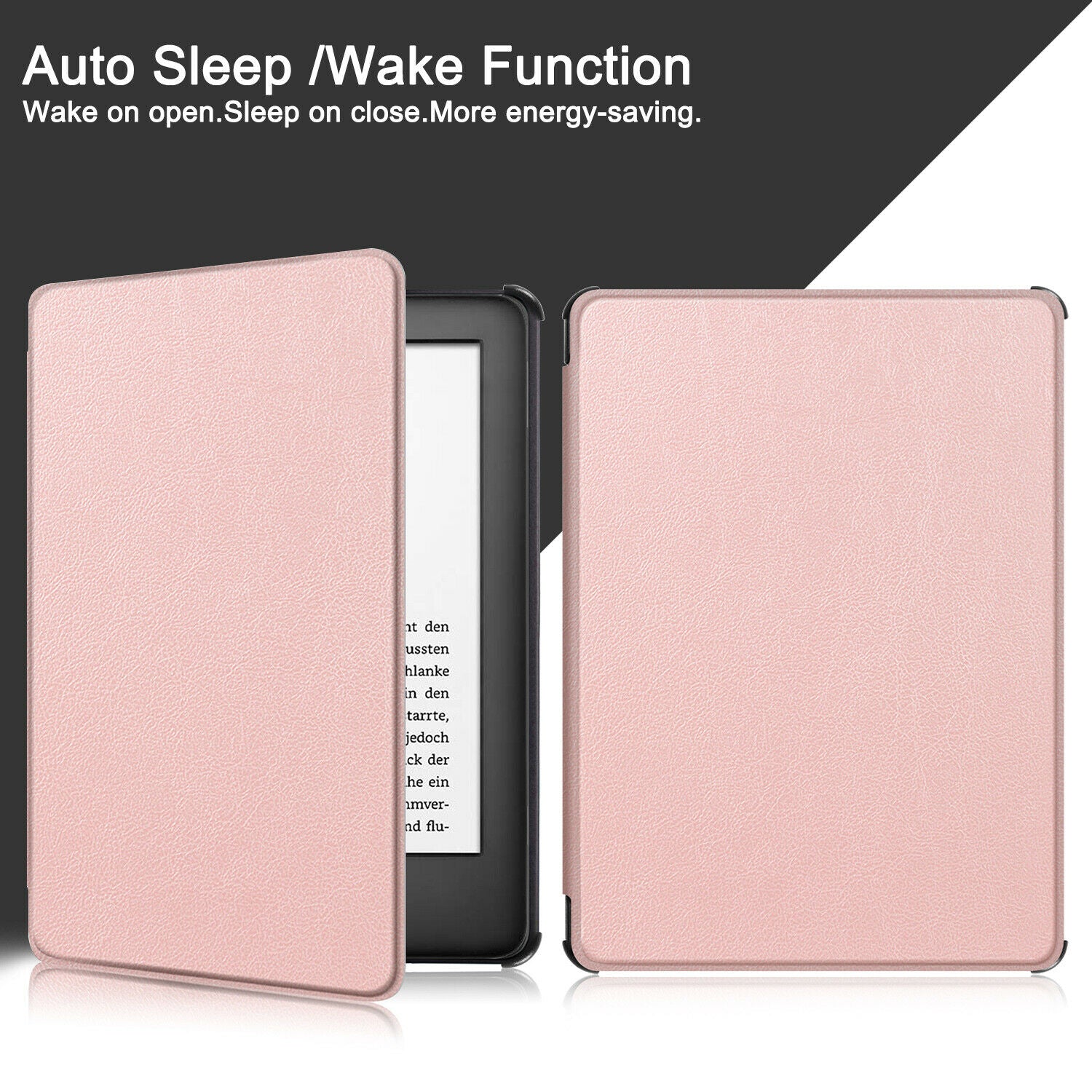 For New Amazon Kindle 2019 10th 6" Inch Case Smart Flip Leather Back Slim Cover-Rose Gold