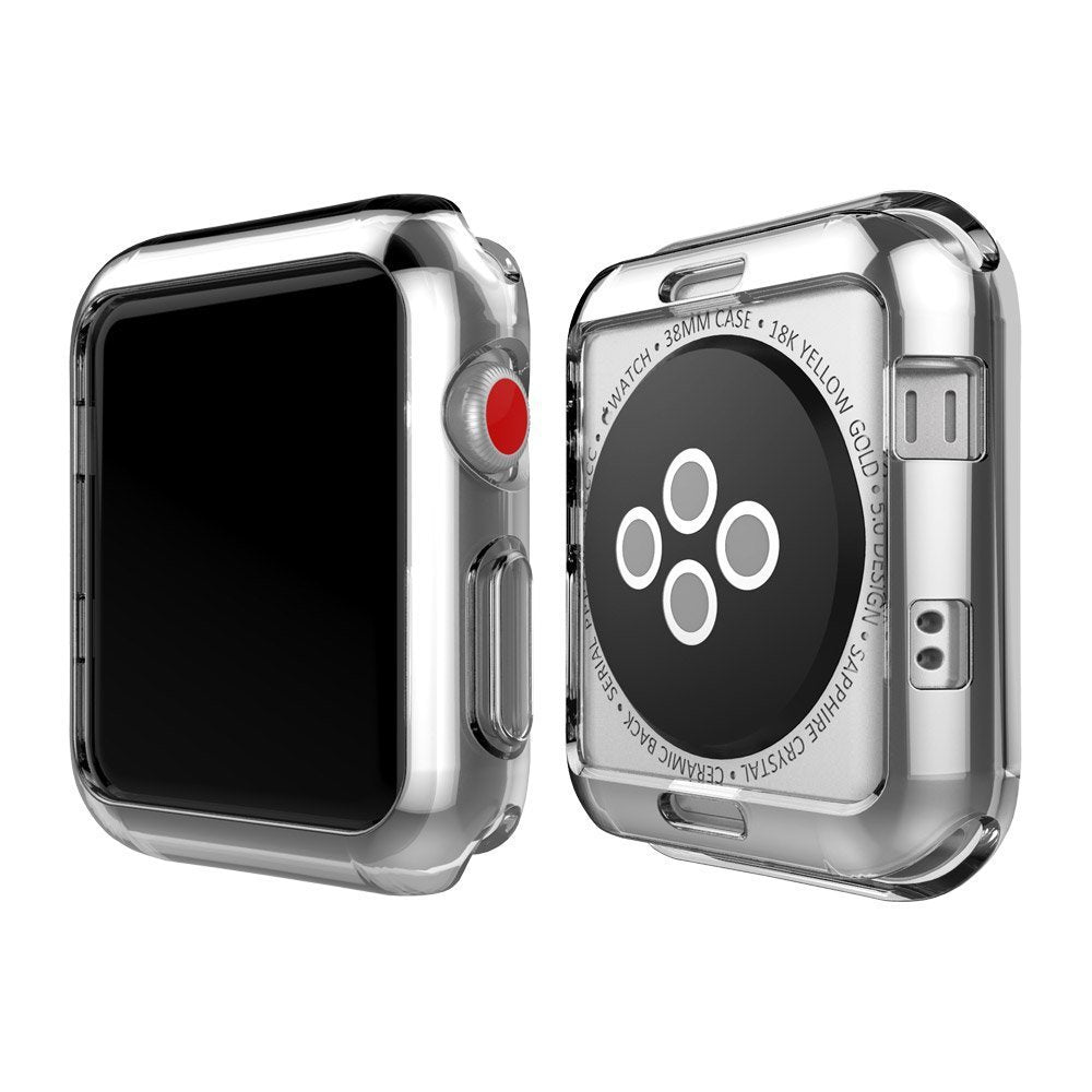 Soft TPU Clear Case Cover + Screen Protector For Apple Watch Series 4 40mm 44mm