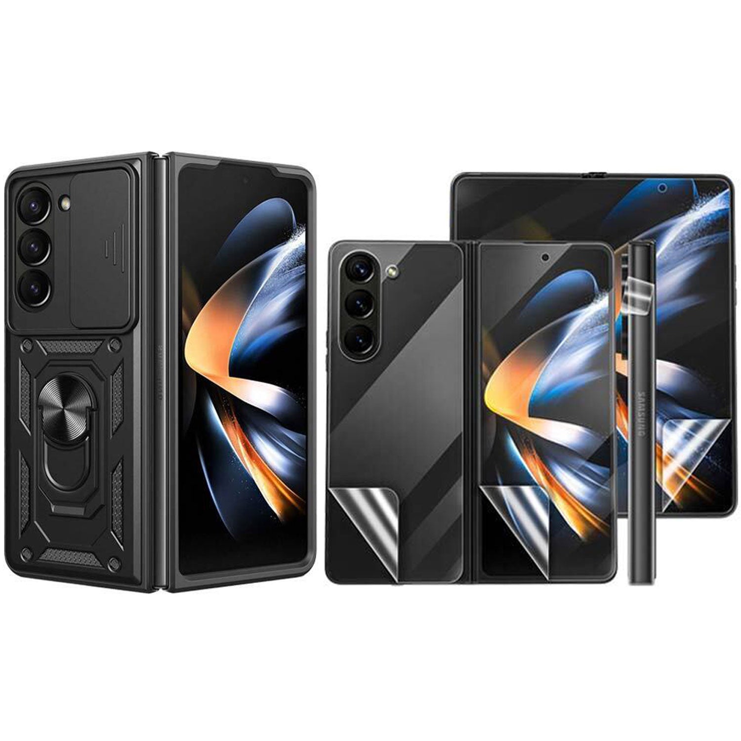 For Samsung Galaxy Z Flip Fold 5 4 5G Case Shockproof Rugged Ring Holder Cover