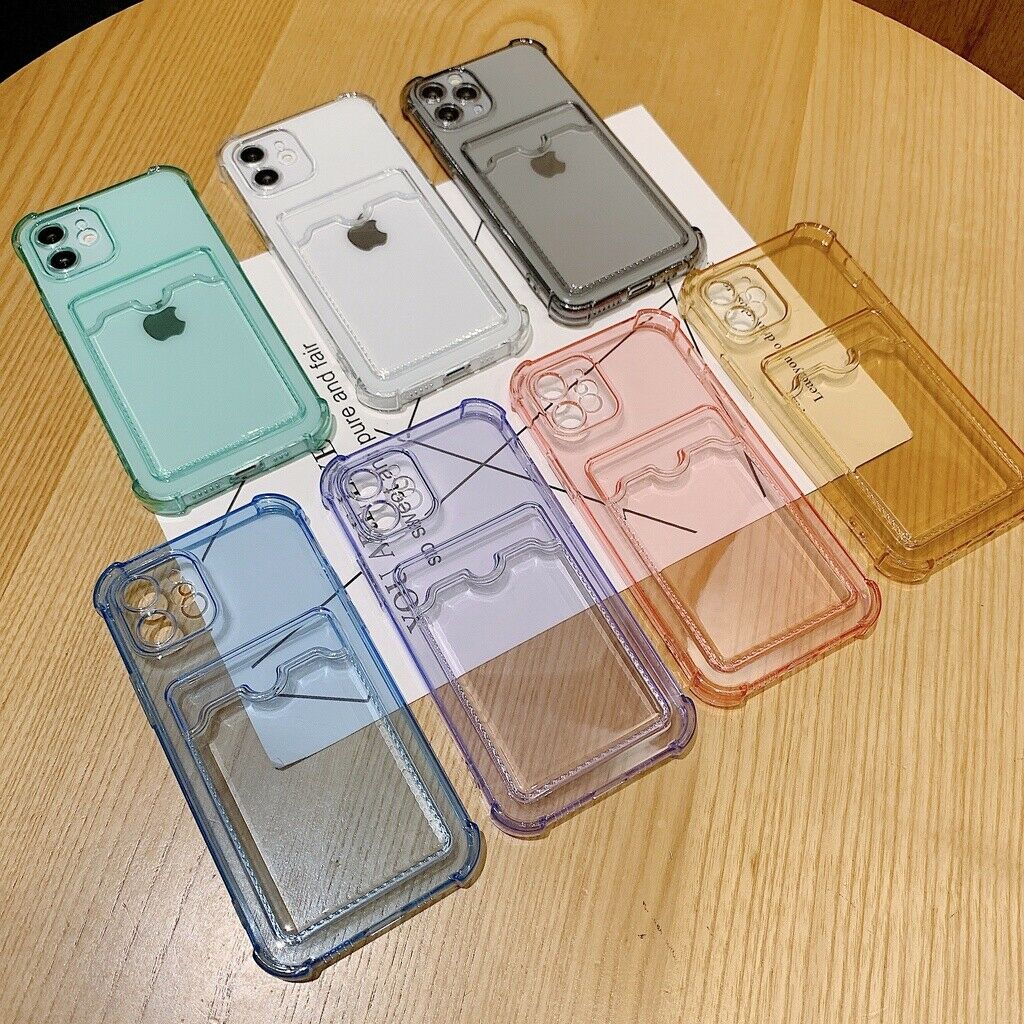 For Apple iPhone 12 11 Pro Max Case Wallet Card Silicone Clear Slim Soft Cover