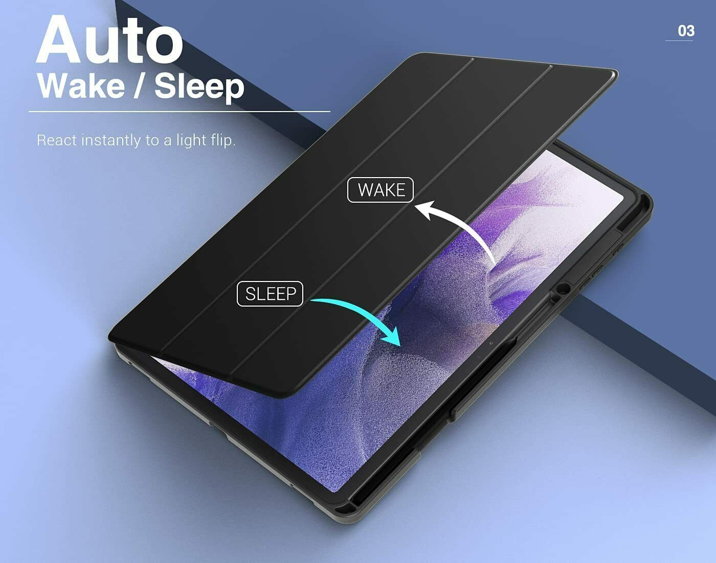 ForGalaxy Tab S7 FE  Case Smart Leather Magnetic Stand Case Cover With Pen holder