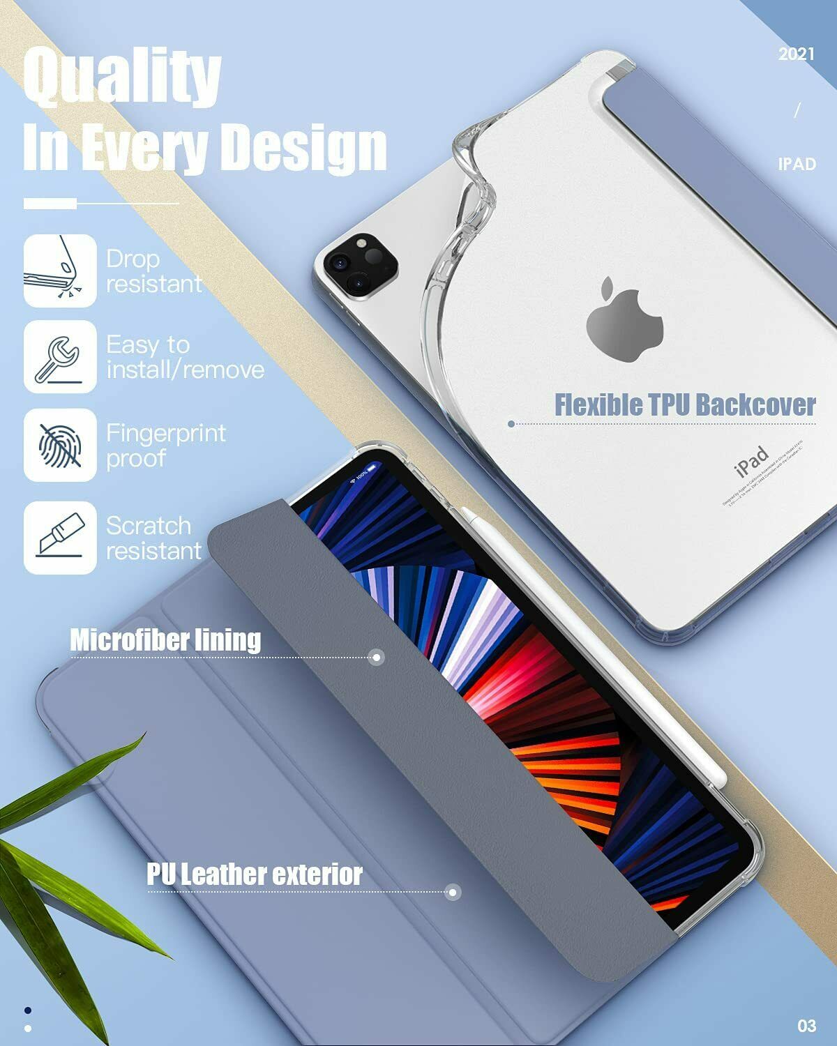 For Apple iPad Pro 11" 2021(5th Gen) Clear Case Shockproof Heavy Duty Cover