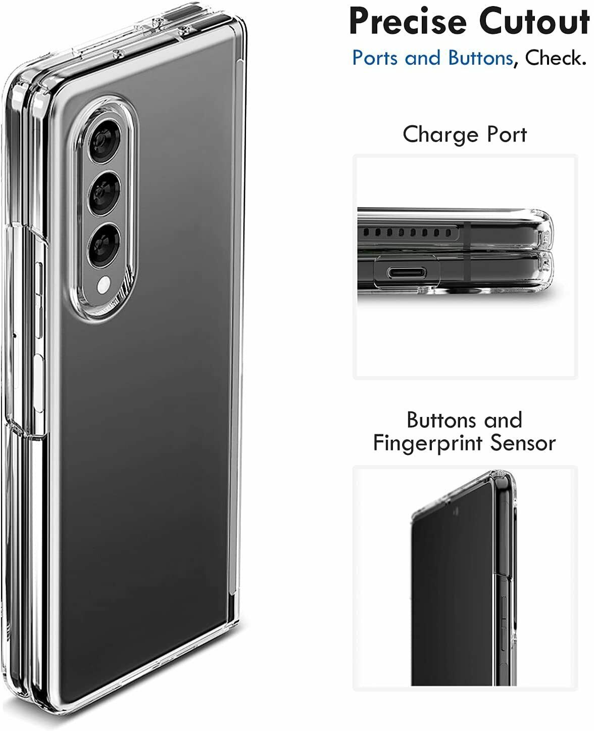 For Samsung Galaxy Z Fold 3 5G Case Premium Clear Heavy Duty Shockproof Cover