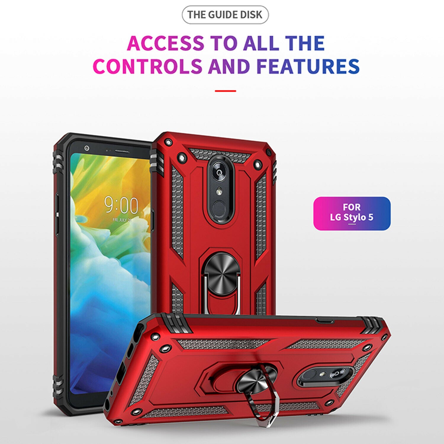 For LG K50 Case Magnetic Hybrid Ring Holder Armor Rugged Cover