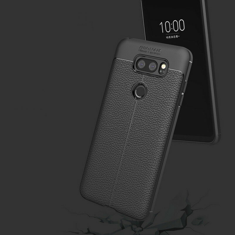 For LG V30 Shockproof Leather Skin Soft Rubber TPU Phone Case Cover