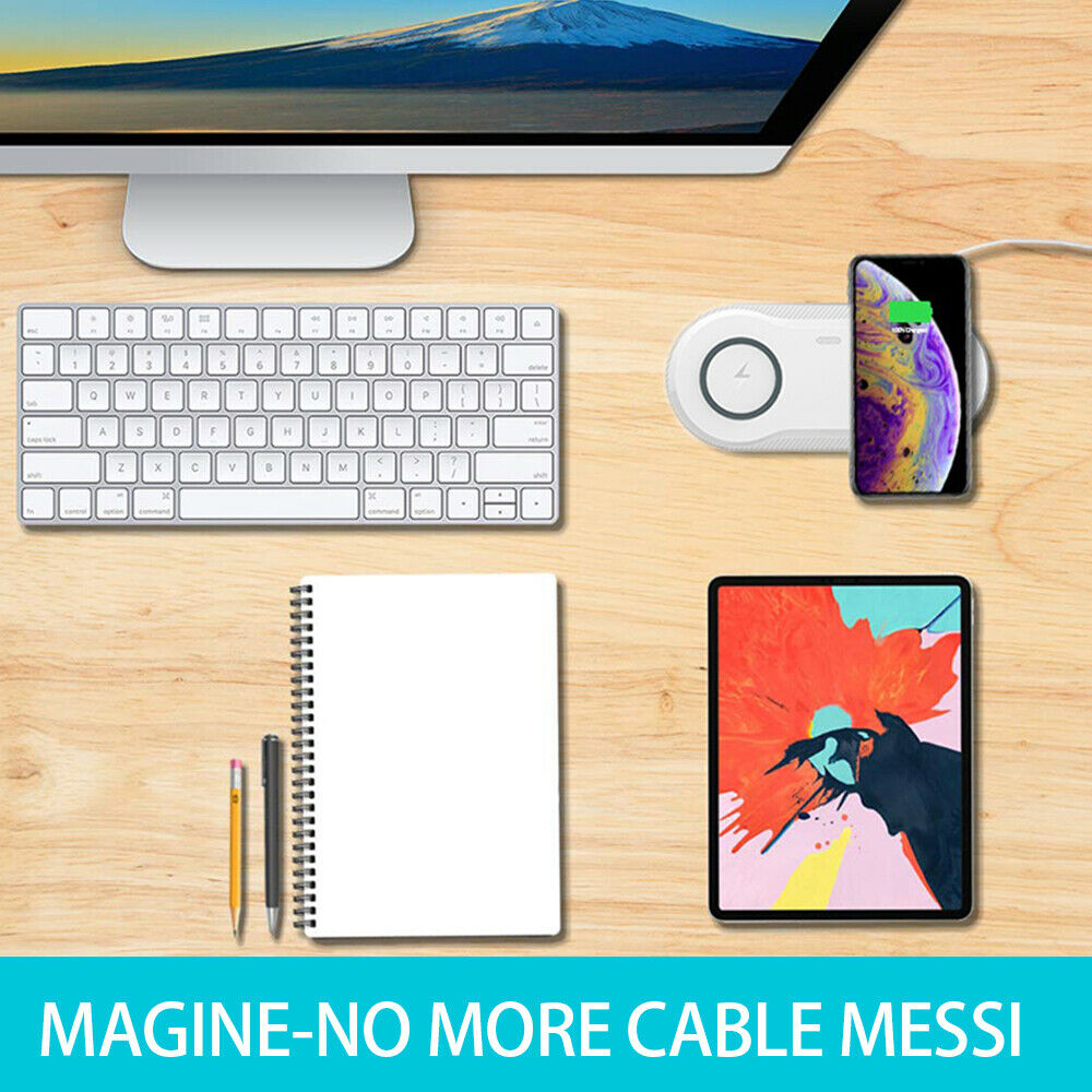 Dual Wireless Charger Phone Fast Charging Pad Mat For iPhone Samsung Galaxy AU For Double 5W-Black