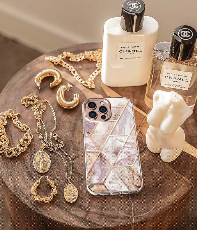 For iPhone 13 Pro Max Case Clear Marble Cute Glitter Shockproof Hard Cover