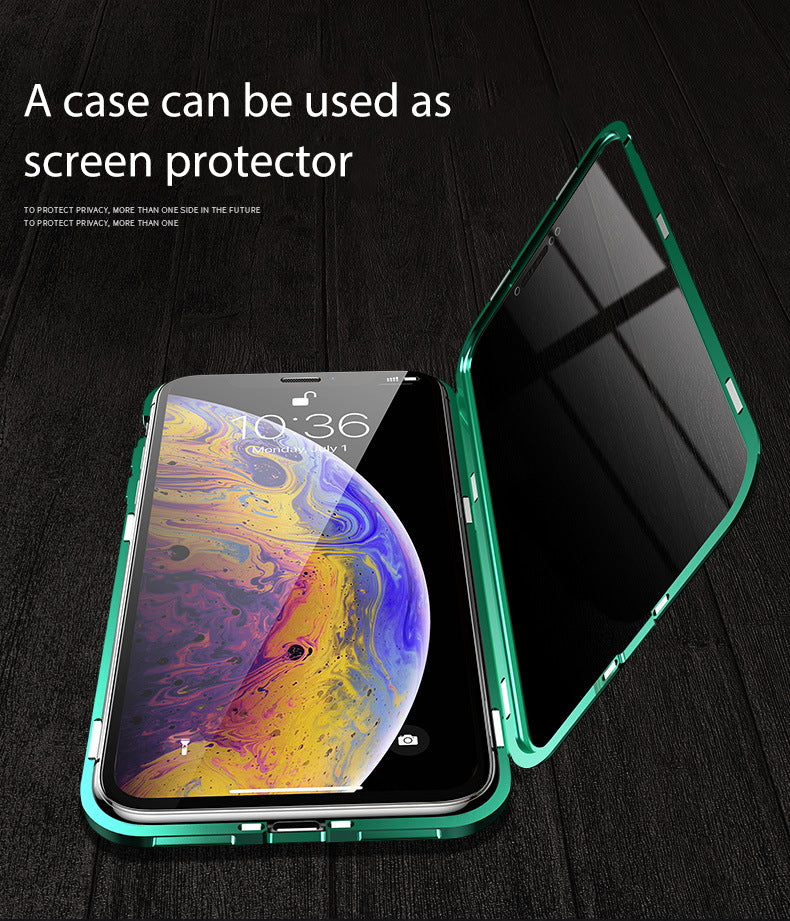 iPhone 7  Case Magnetic Metal Anti Spy Tempered Glass Cover
