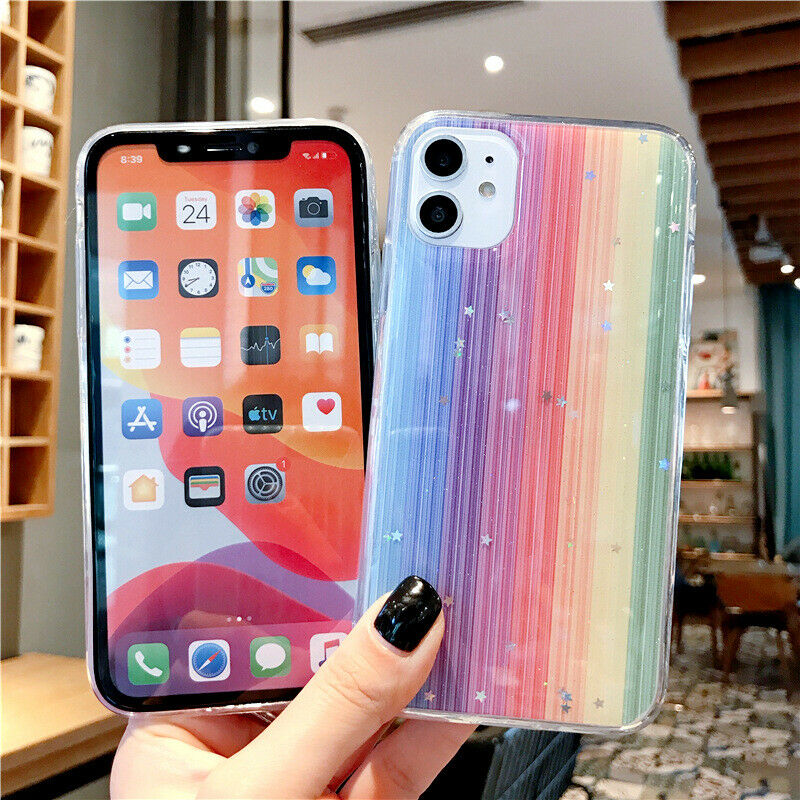 For iPhone 12 Pro Rainbow Case MAXSHIELD Soft TPU Glitter Shockproof Cover