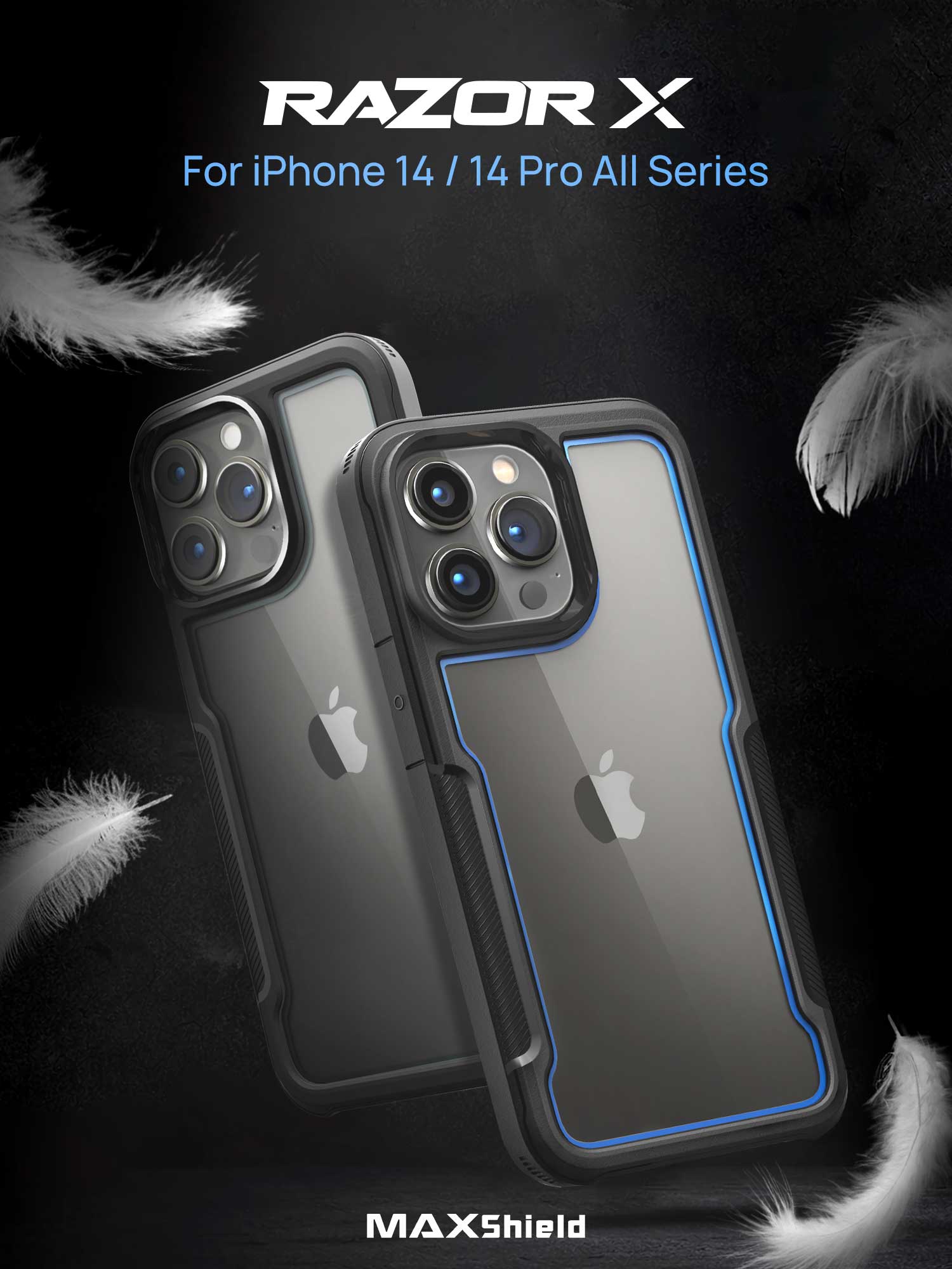 MAXSHIELD For iPhone 14 Plus Case，Heavy Duty Shockproof Clear Slim Clear Hard Case Cover