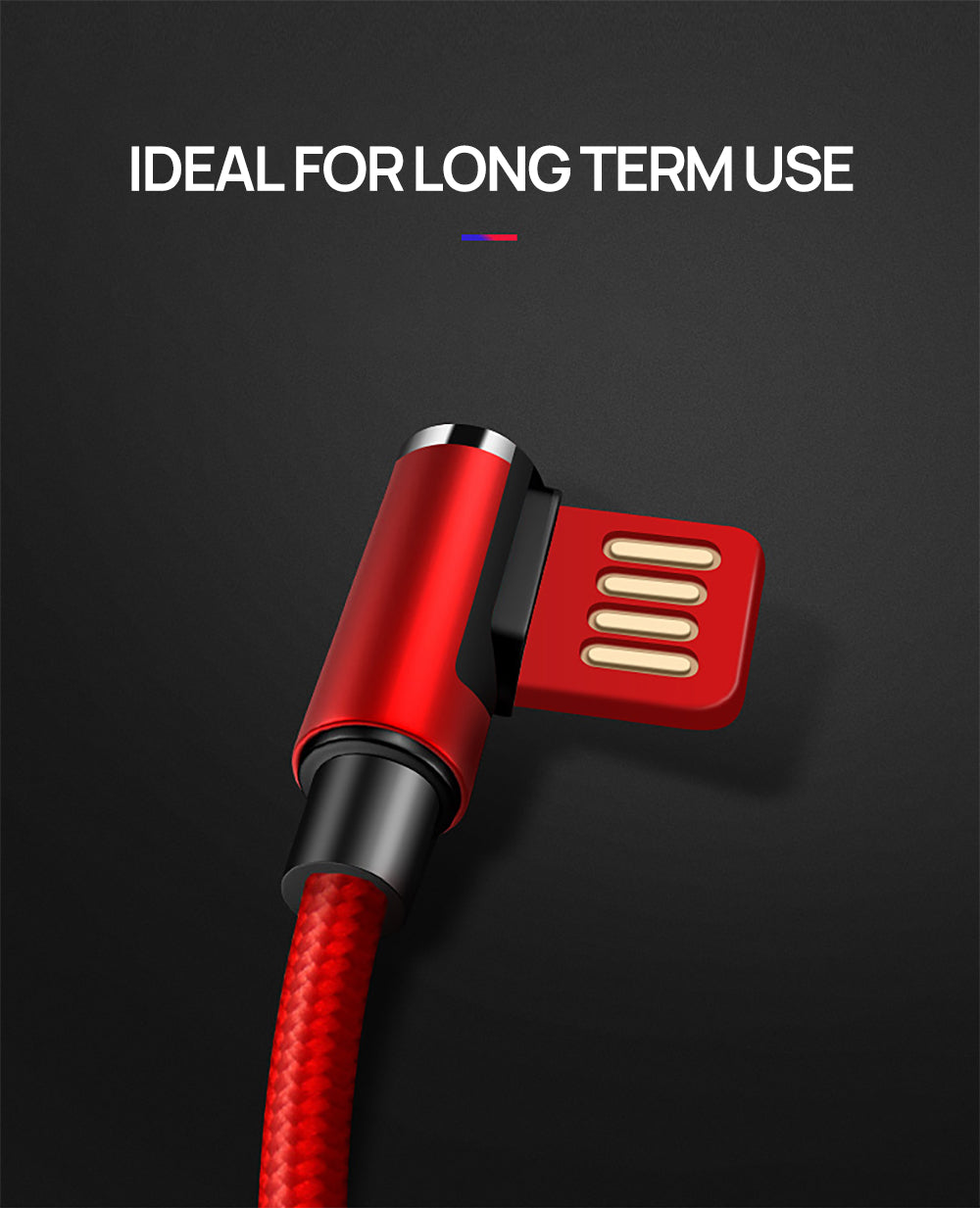 3 in 1 90 Degree Lightning USB Charger Charging Cable Cord For iPhone-Red