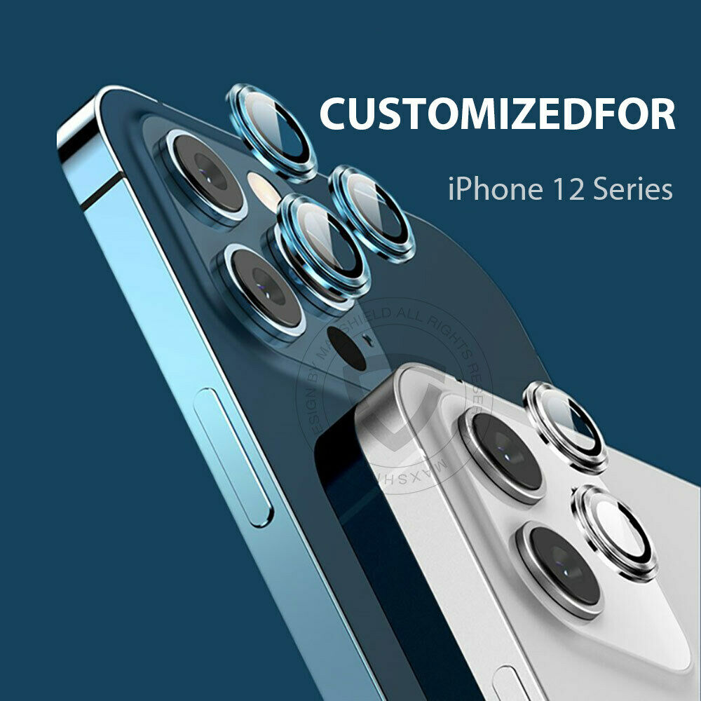 For Apple iPhone 11 Pro Max Camera Lens Metal Ring Tempered Glass Protector