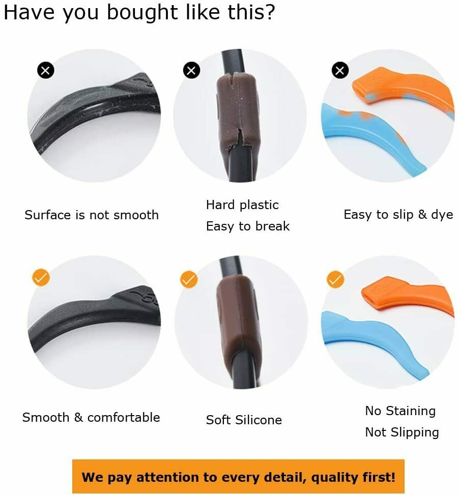 Eyeglasses Ear Hook Grip Silicone Glasses Temple Tip Anti-Slip Holder Spectacles